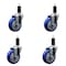Service Caster 4'' SS Blue Poly Wheel Swivel 1-1/4'' Expanding Stem Caster Set, 4PK SCC-SSEX20S414-PPUB-BLUE-114-4 - alternate 1